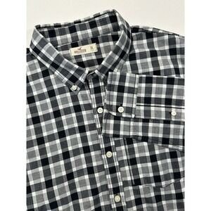 Hollister Button Down Shirt Youth Size XL Black/White Long‎ Sleeves